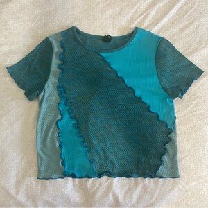 Blue and Teal Women's Top
